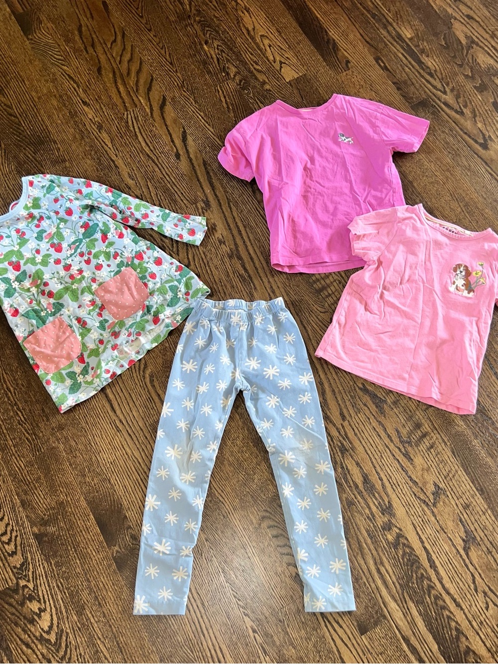 Bundle! 2 dog mini Boden shirts, 1 tunic, pair of pants with slightly worn knees